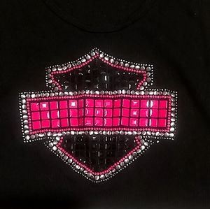 Black Harley Davidson tank top, logo bedazled on